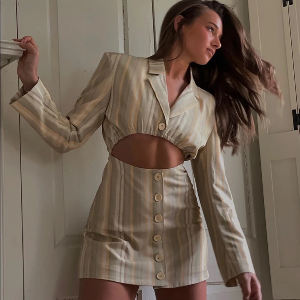 Danielle Bernstein Chevron Stripe Blazer Dress